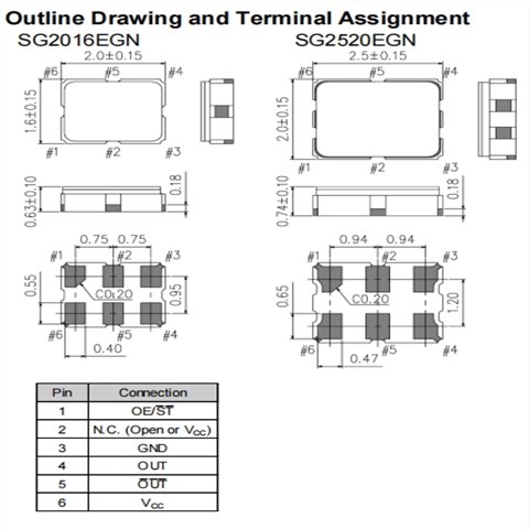 SG2520EGN差分振蕩器,EPSON晶振,X1G0058810002,6G無線晶振