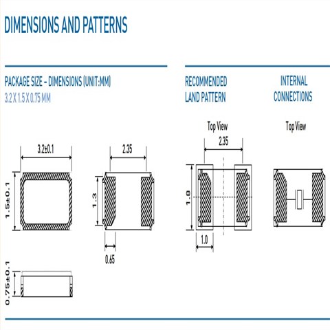 彼得曼3215mm晶振,M3215A-32.768kHz-±20ppm-12.5pF,車載電子6G晶振