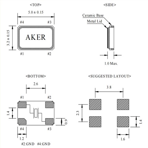 C5S-20.000-20-3050-X-R,Aker輕薄型晶體,C5S汽車音響晶振