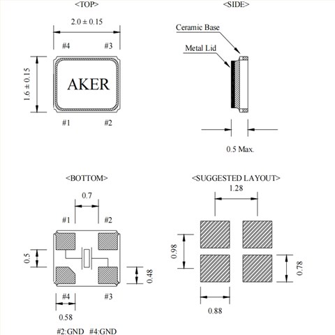 安基2016mm晶振,C1E微處理器晶振,C1E-52.000-8-1012-X-M
